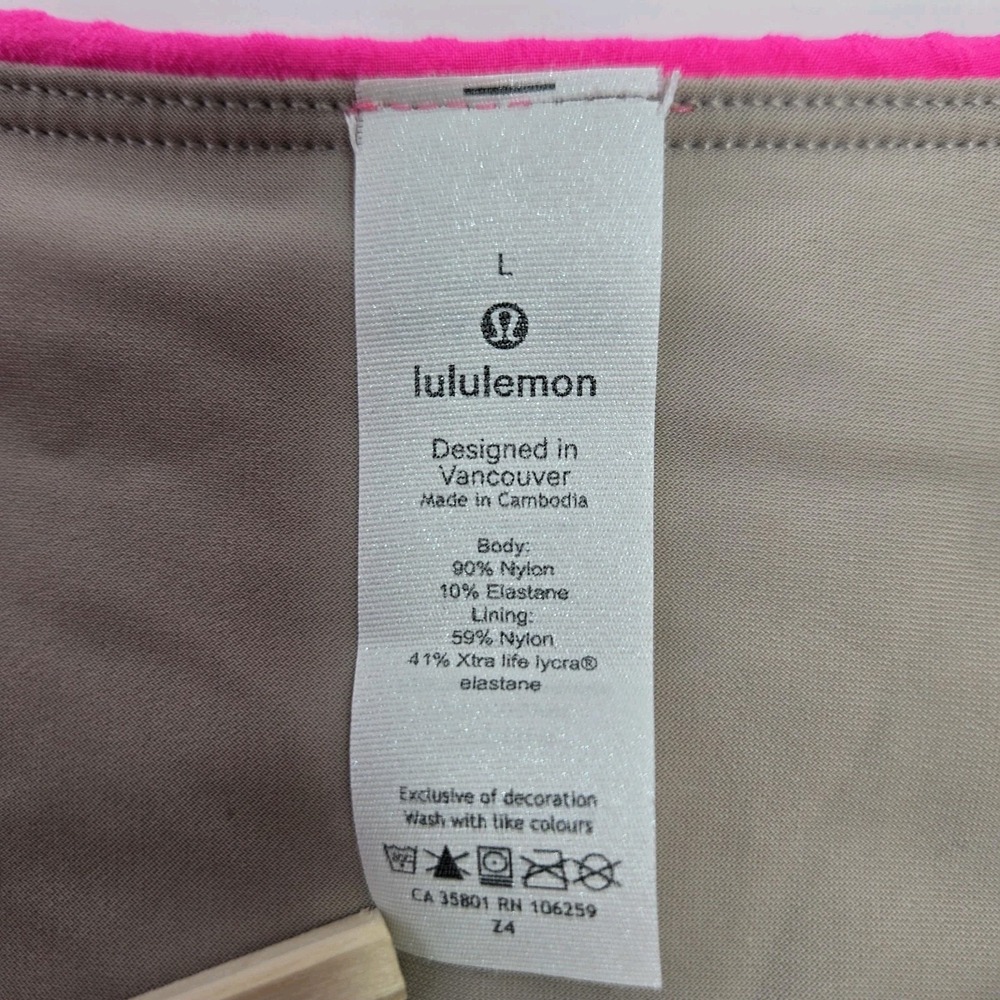 Lululemon Deep Sea High Waist Bikini Bottom Size L Pink Highlight Swimsuit Neon - Picture 5 of 8
